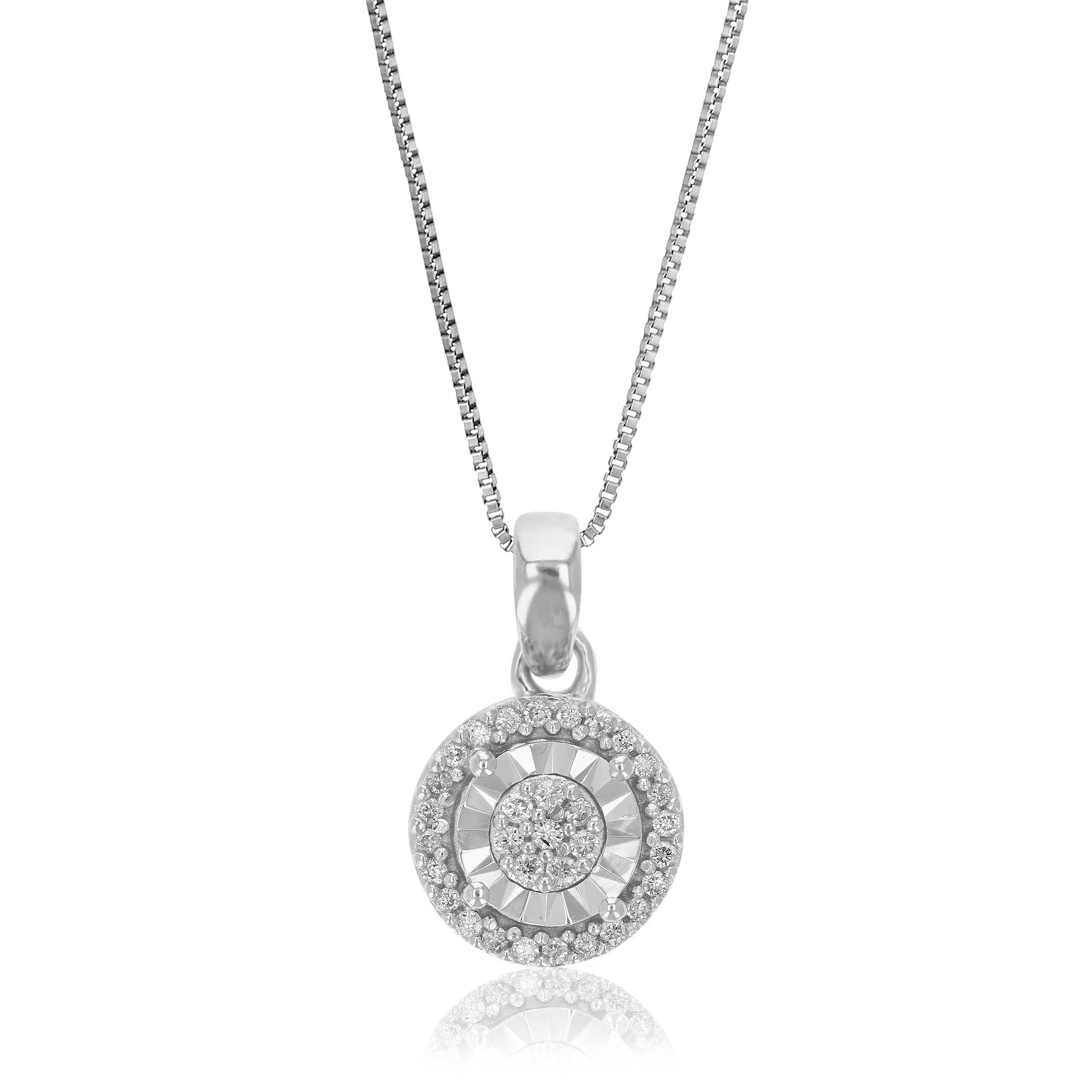 1/10 cttw Lab Grown Diamond Circle Pendant Necklace .925 Sterling Silver 2/3 Inch With 18 Inch Chain