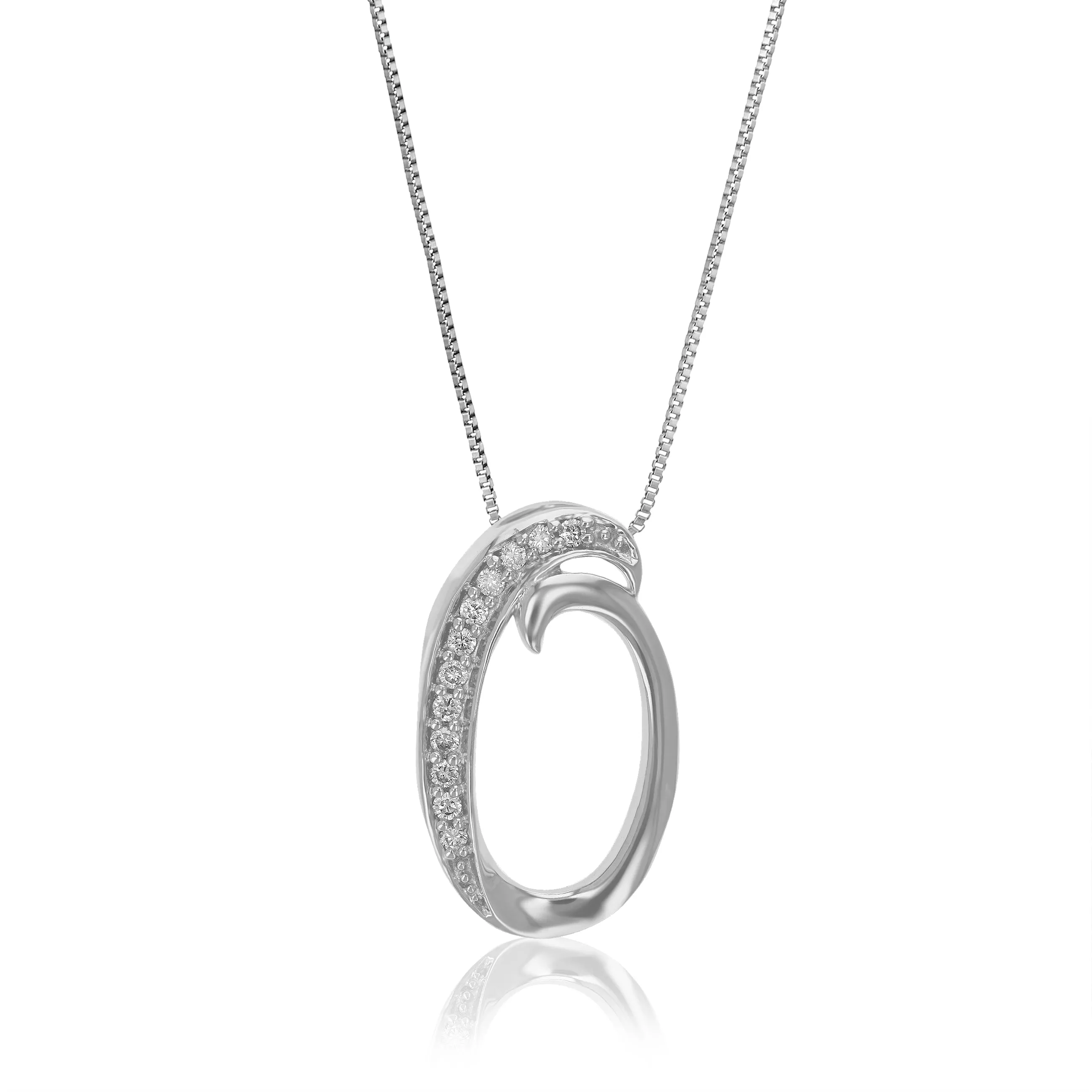 1/10 cttw Lab Grown Diamond Letter O Pendant Necklace .925 Sterling Silver 2/5 Inch With 18 Inch Chain