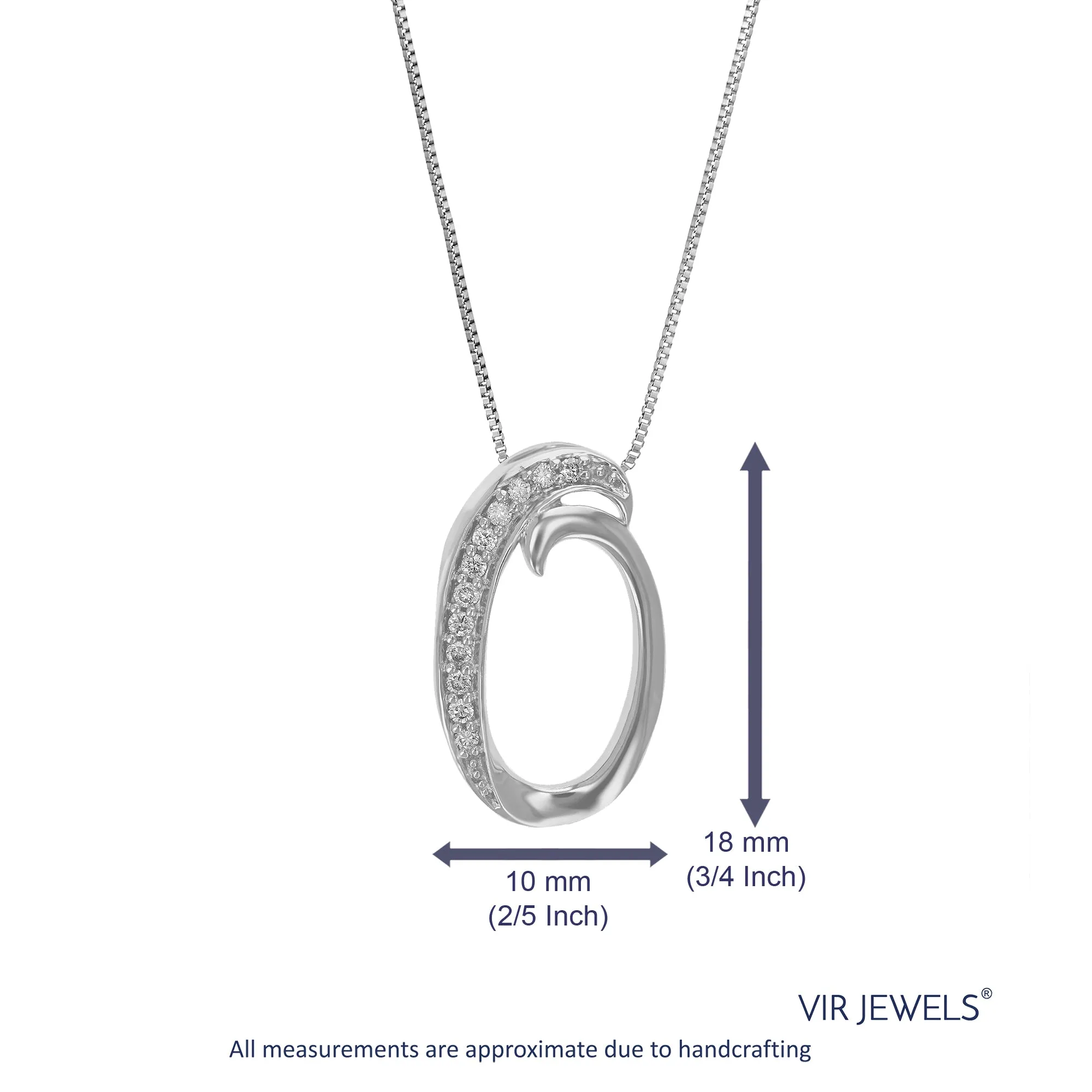 1/10 cttw Lab Grown Diamond Letter O Pendant Necklace .925 Sterling Silver 2/5 Inch With 18 Inch Chain