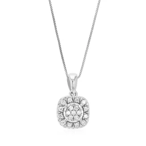 1/10 cttw Lab Grown Round Cut Diamond .925 Sterling Silver Pendant Necklace 1/4 Inch With 18 Inch Chain