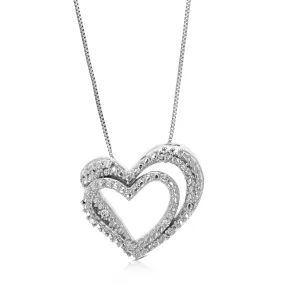 1/14 cttw Lab Grown Diamond Heart Pendant Necklace .925 Sterling Silver 1/2 Inch with 18 Inch Chain, Size 1/2 Inch