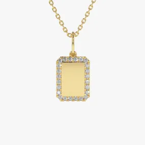 14K Gold Diamond Tag Initial Necklace