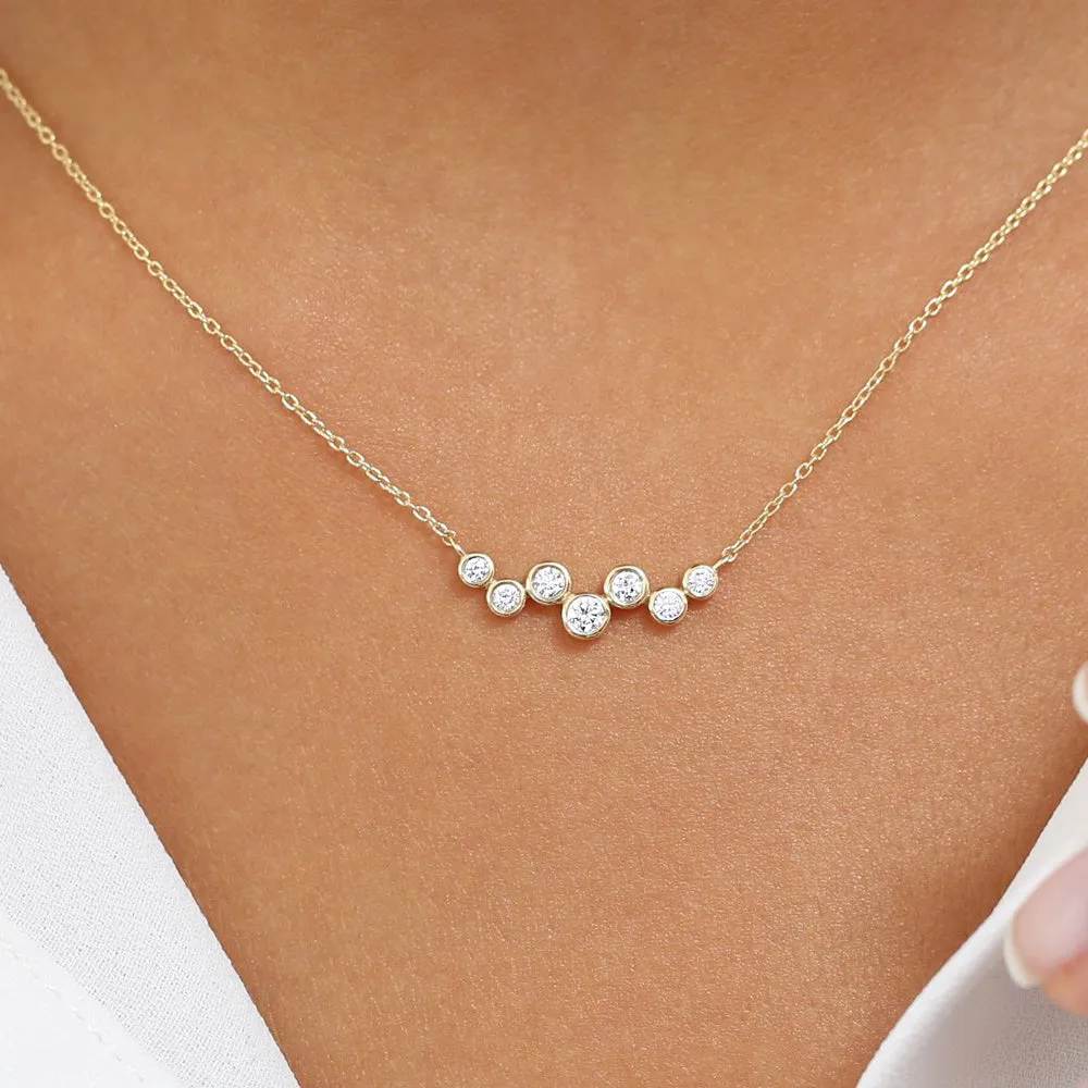 14K Gold Floating Diamond Bubble Necklace