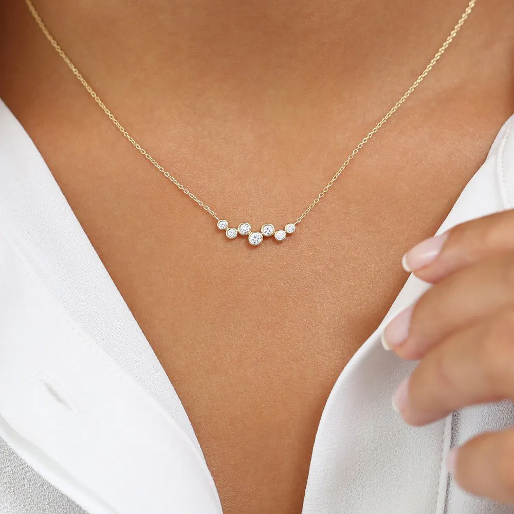 14K Gold Floating Diamond Bubble Necklace