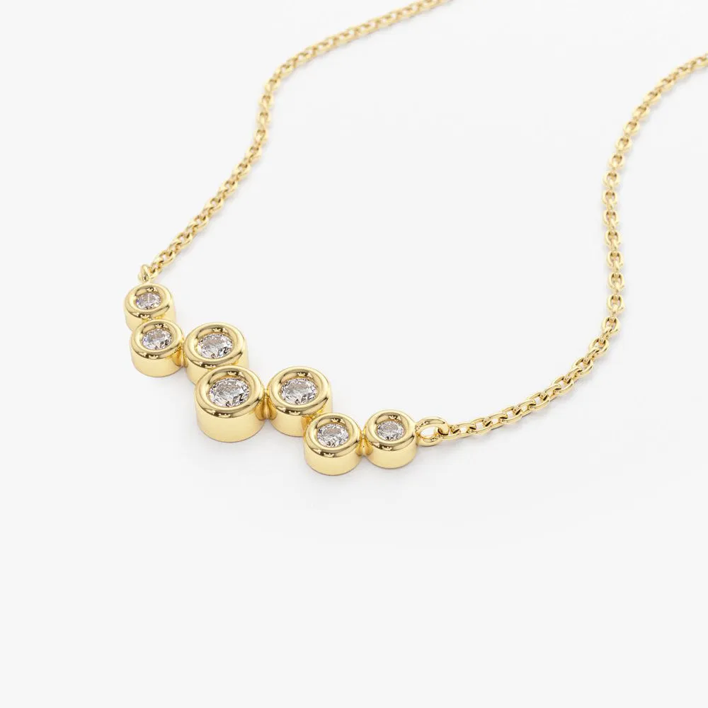 14K Gold Floating Diamond Bubble Necklace