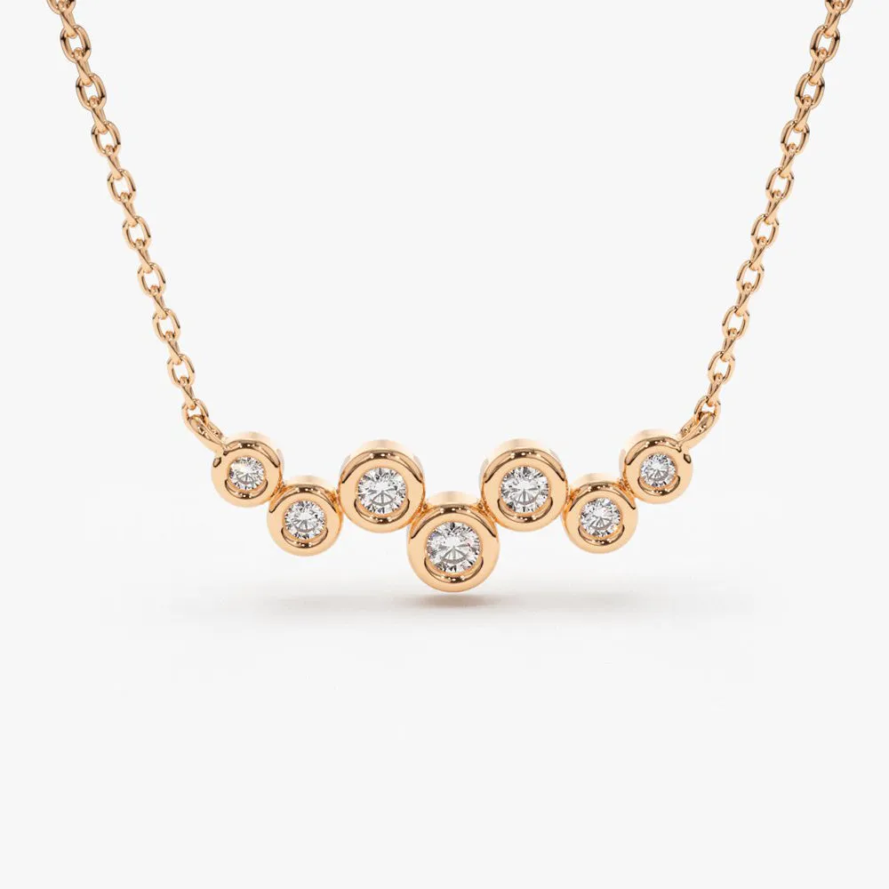 14K Gold Floating Diamond Bubble Necklace