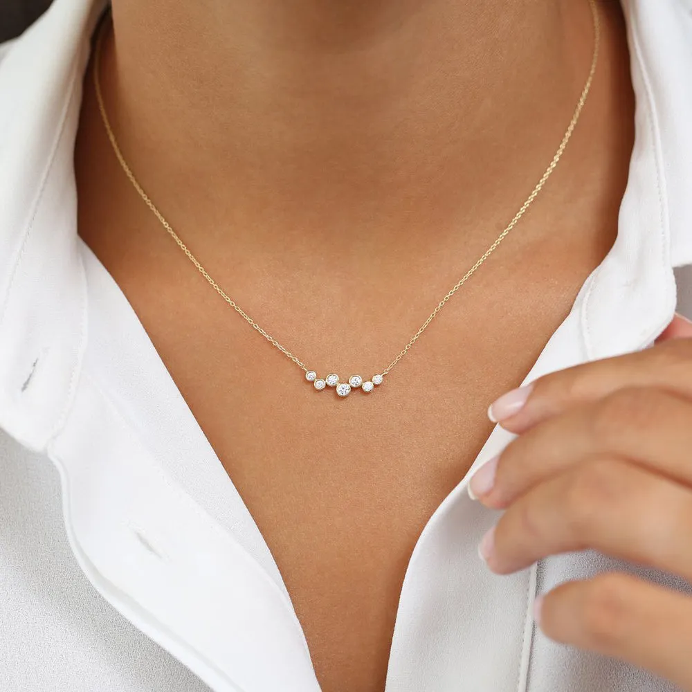 14K Gold Floating Diamond Bubble Necklace