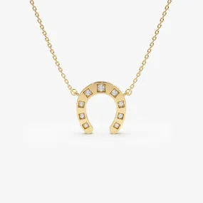 14k Good Luck Diamond Horseshoe Necklace