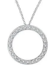 14k White Gold French Cut Diamond Pendant Necklace