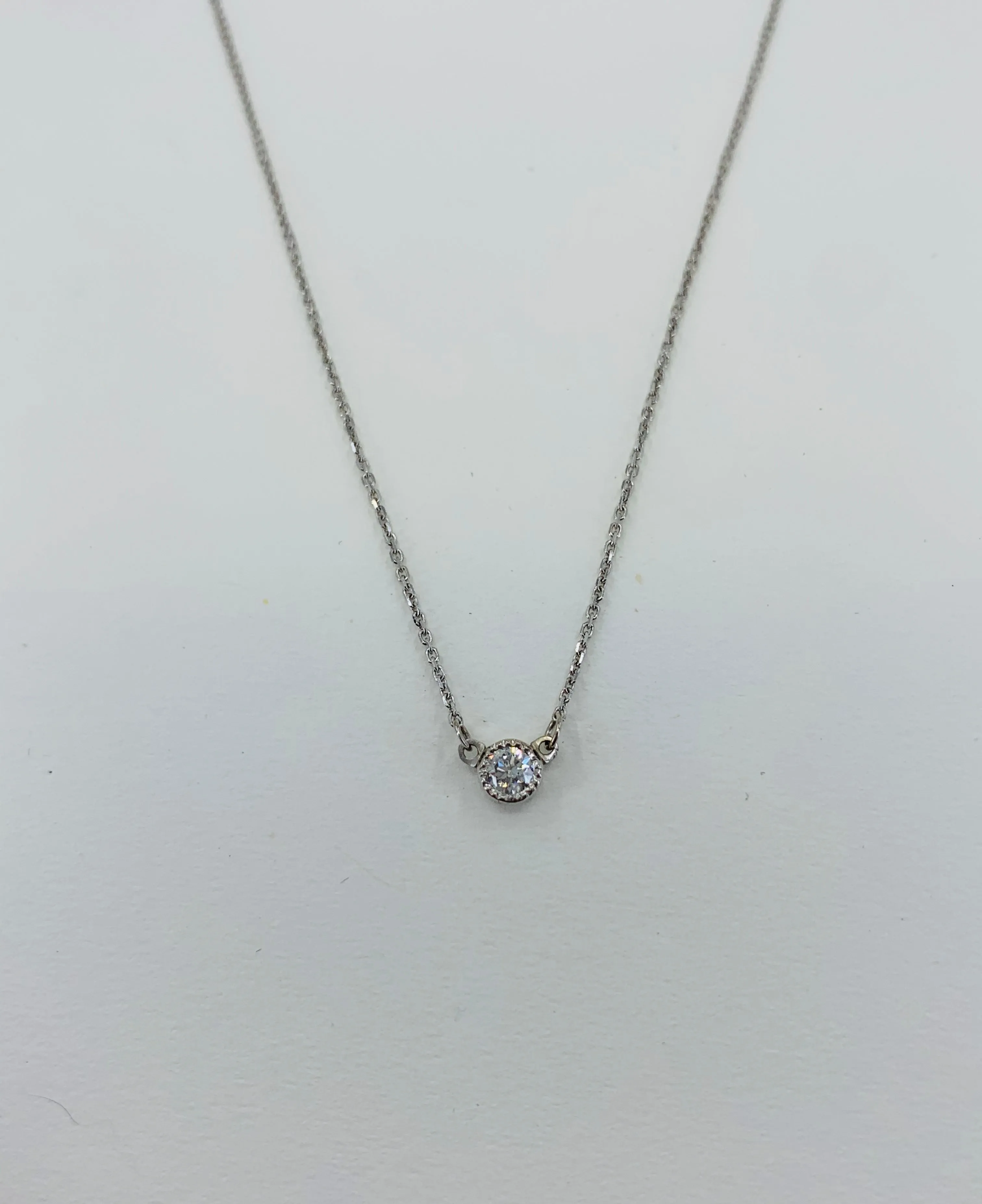 14k white gold solitaire necklace