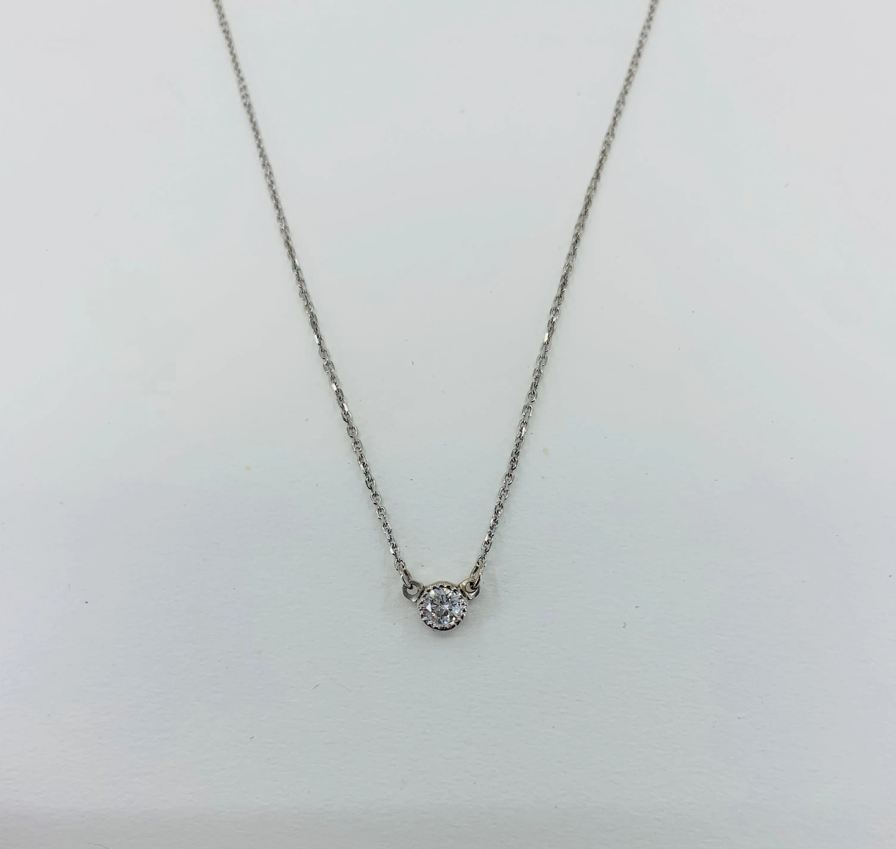 14k white gold solitaire necklace