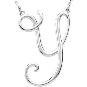 14K White Script Initial A 16" Necklace