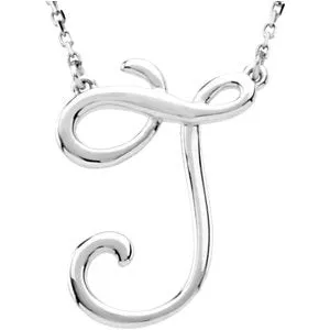 14K White Script Initial A 16" Necklace