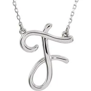 14K White Script Initial A 16" Necklace