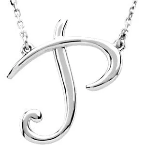 14K White Script Initial A 16" Necklace