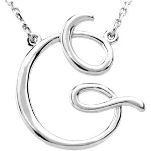 14K White Script Initial A 16" Necklace