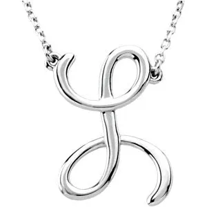 14K White Script Initial A 16" Necklace