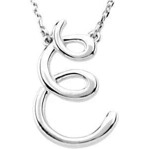 14K White Script Initial A 16" Necklace