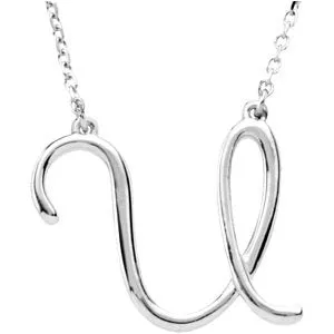 14K White Script Initial A 16" Necklace