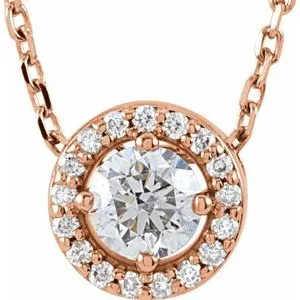 14K Yellow 1/4 CTW Natural Diamond Halo-Style 16" Necklace