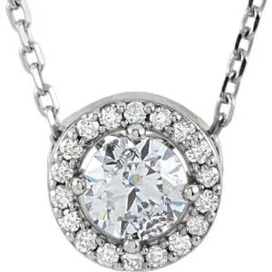 14K Yellow 1/4 CTW Natural Diamond Halo-Style 16" Necklace