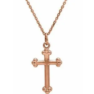 14K Yellow Cross 18" Necklace