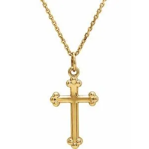 14K Yellow Cross 18" Necklace