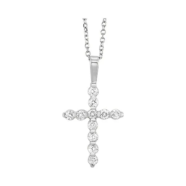 14KT White Gold & Diamond Classic Book Cross Pendants Neckwear Pendant  - 1/3 ctw