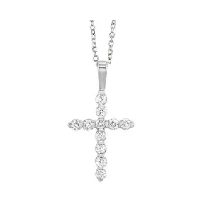 14KT White Gold & Diamond Classic Book Cross Pendants Neckwear Pendant  - 1/3 ctw