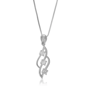 1/6 cttw Lab Grown Diamond Pendant Necklace .925 Sterling Silver For Women 1/4 Inch With 18 Inch Chain