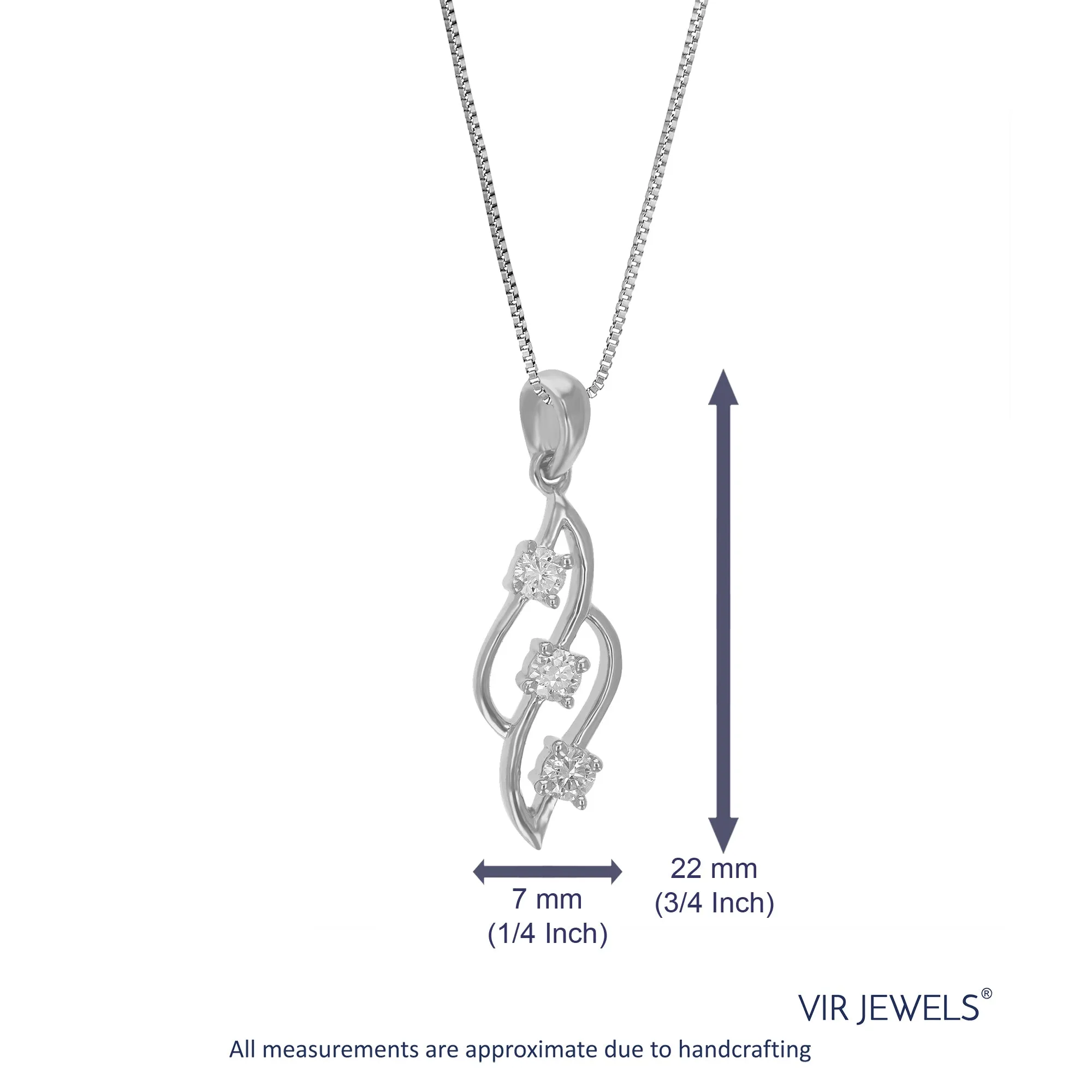 1/6 cttw Lab Grown Diamond Pendant Necklace .925 Sterling Silver For Women 1/4 Inch With 18 Inch Chain