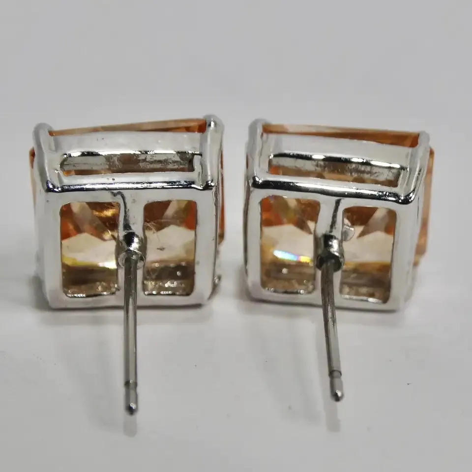 18K Gold Plated Honey Swarovski Synthetic Crystal Stud Earrings