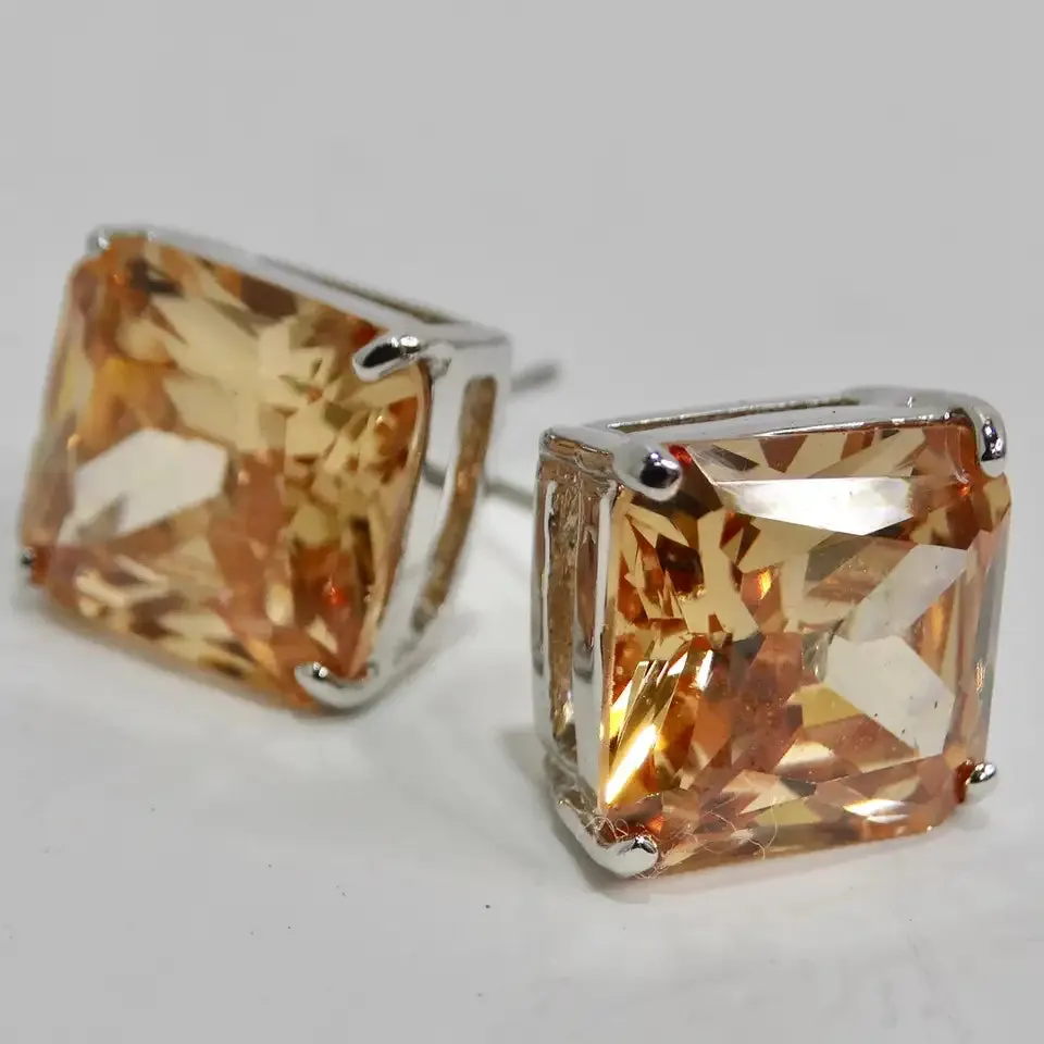 18K Gold Plated Honey Swarovski Synthetic Crystal Stud Earrings