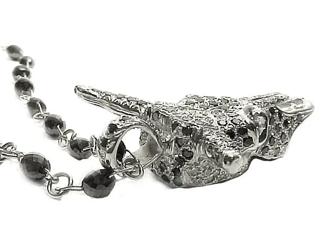 18kt White Gold Pavé White and Black Diamond Calf Skull Charm