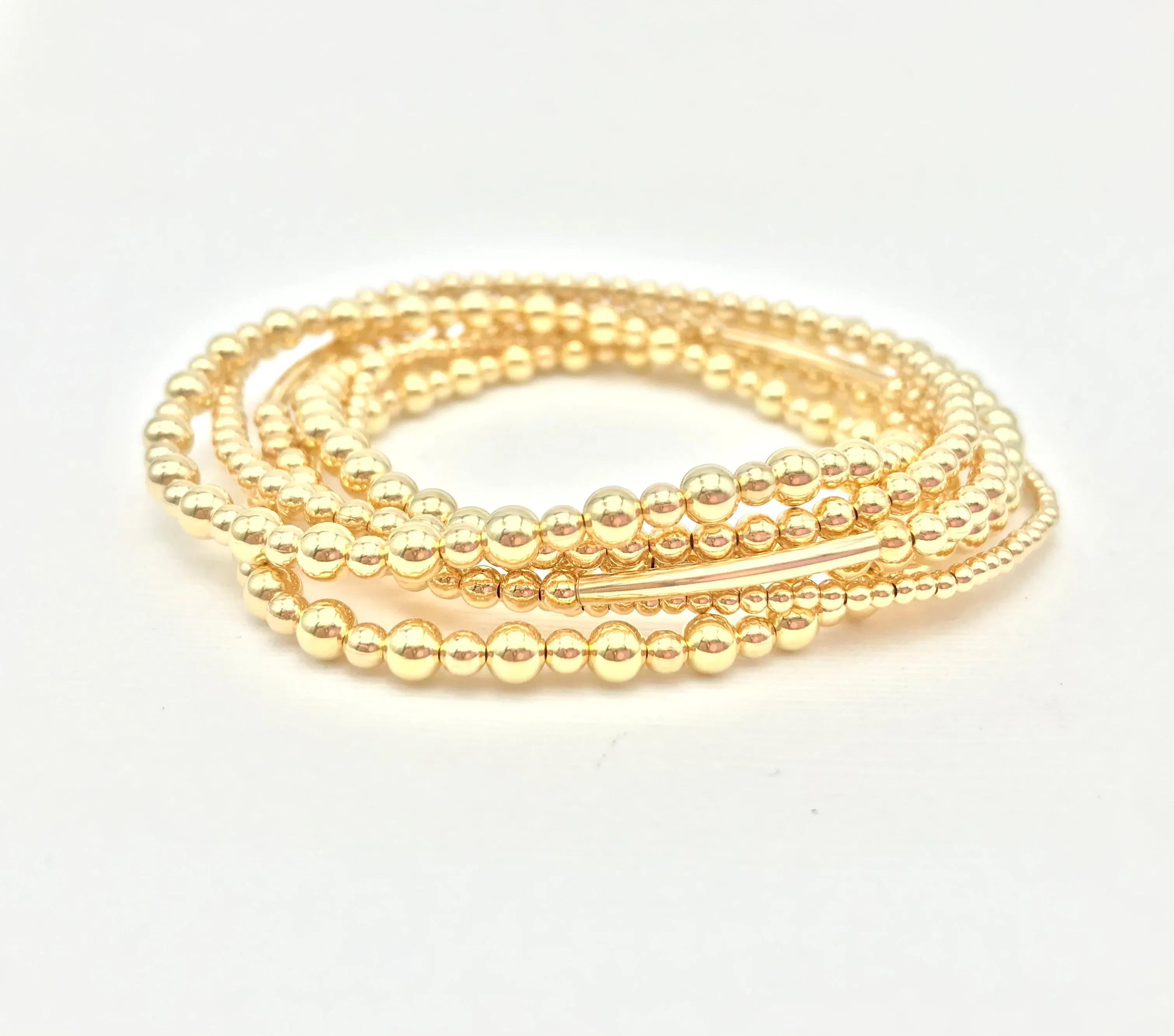 3 mm Gold Filled Tube and Ball Bracelet