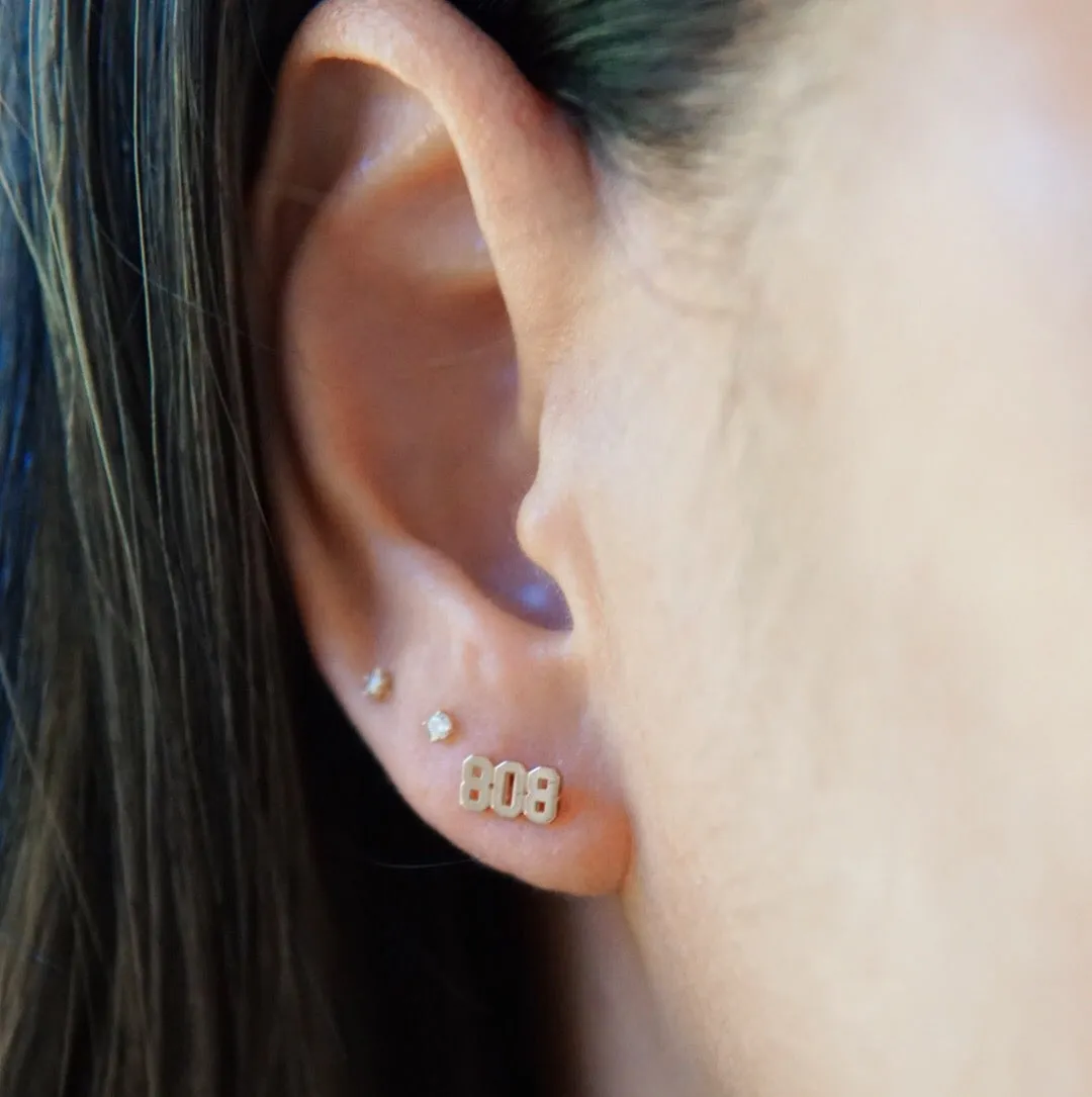 808 Stud Earring - Solid 14kt