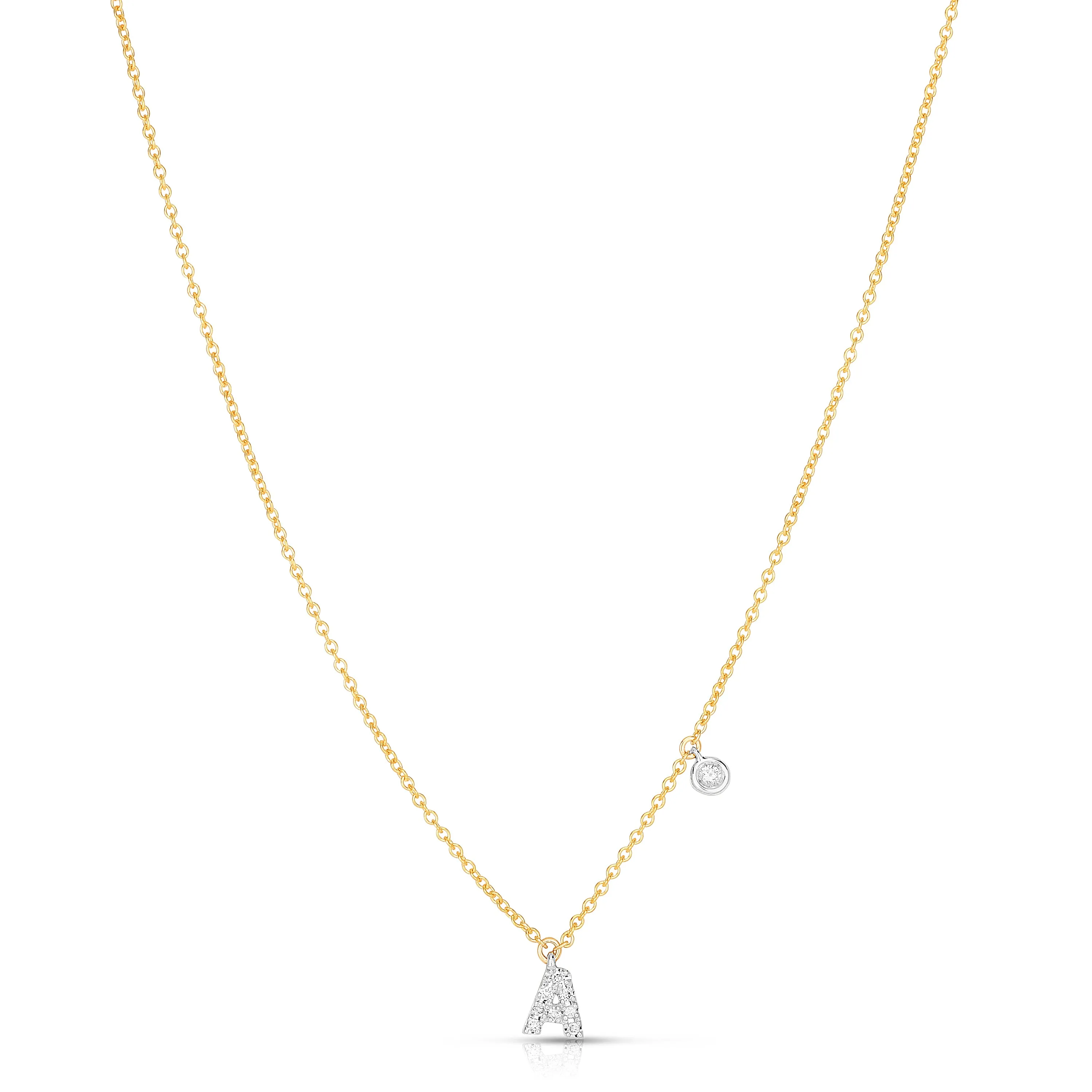 A Initial Necklace with Bezel Set Diamond