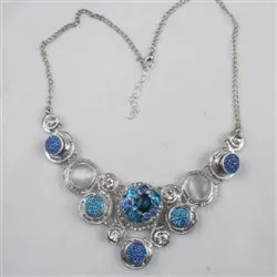 Aqua & Blue  Multi Crystal  Statement Necklace