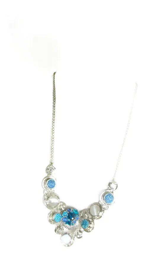 Aqua & Blue  Multi Crystal  Statement Necklace