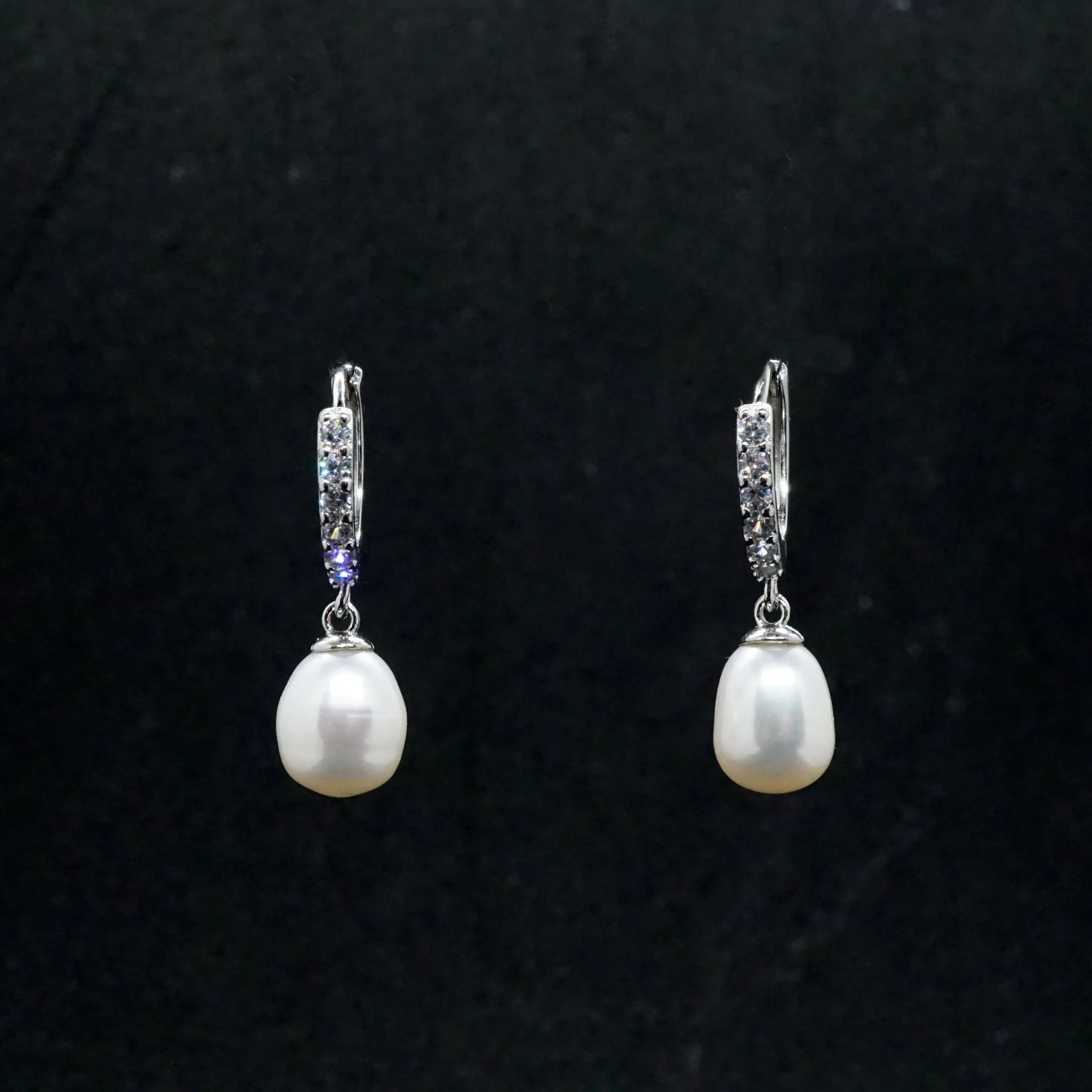 Aria X - Silver Freshwater Pearl Drop Earrings