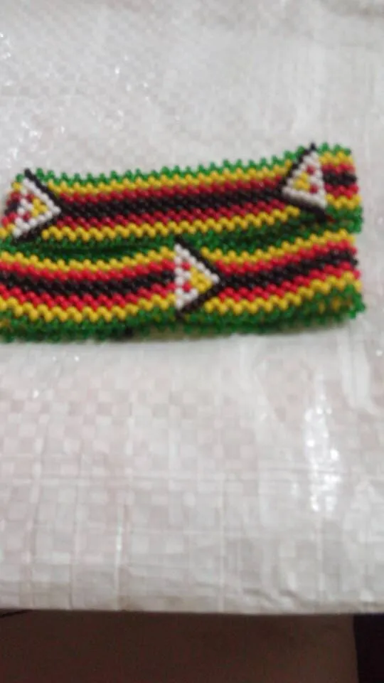 Beaded handmade Zimbabwe Flag colors maasai/masaai bracelet with free shipping