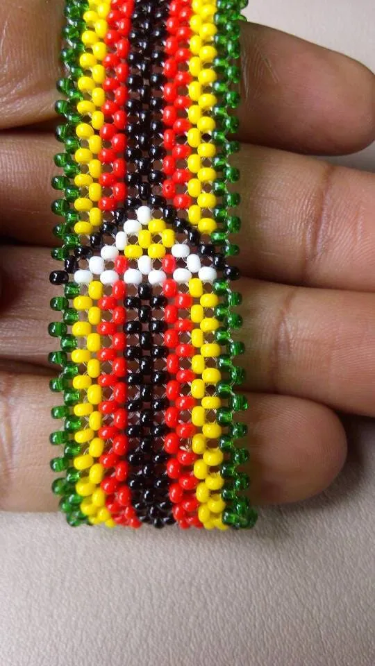 Beaded handmade Zimbabwe Flag colors maasai/masaai bracelet with free shipping