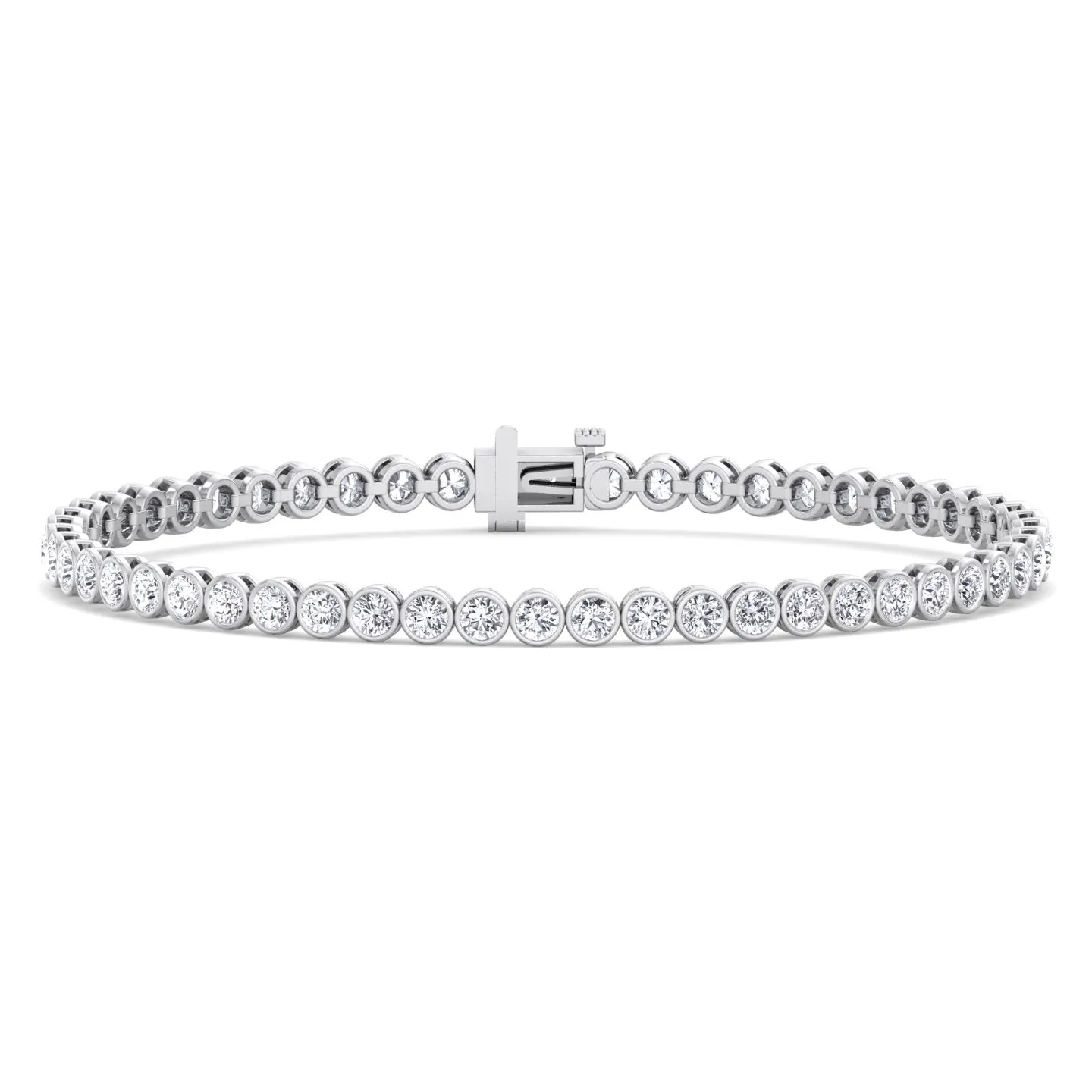 Bezel Set Natural Diamond Tennis Bracelet 18K Solid Gold