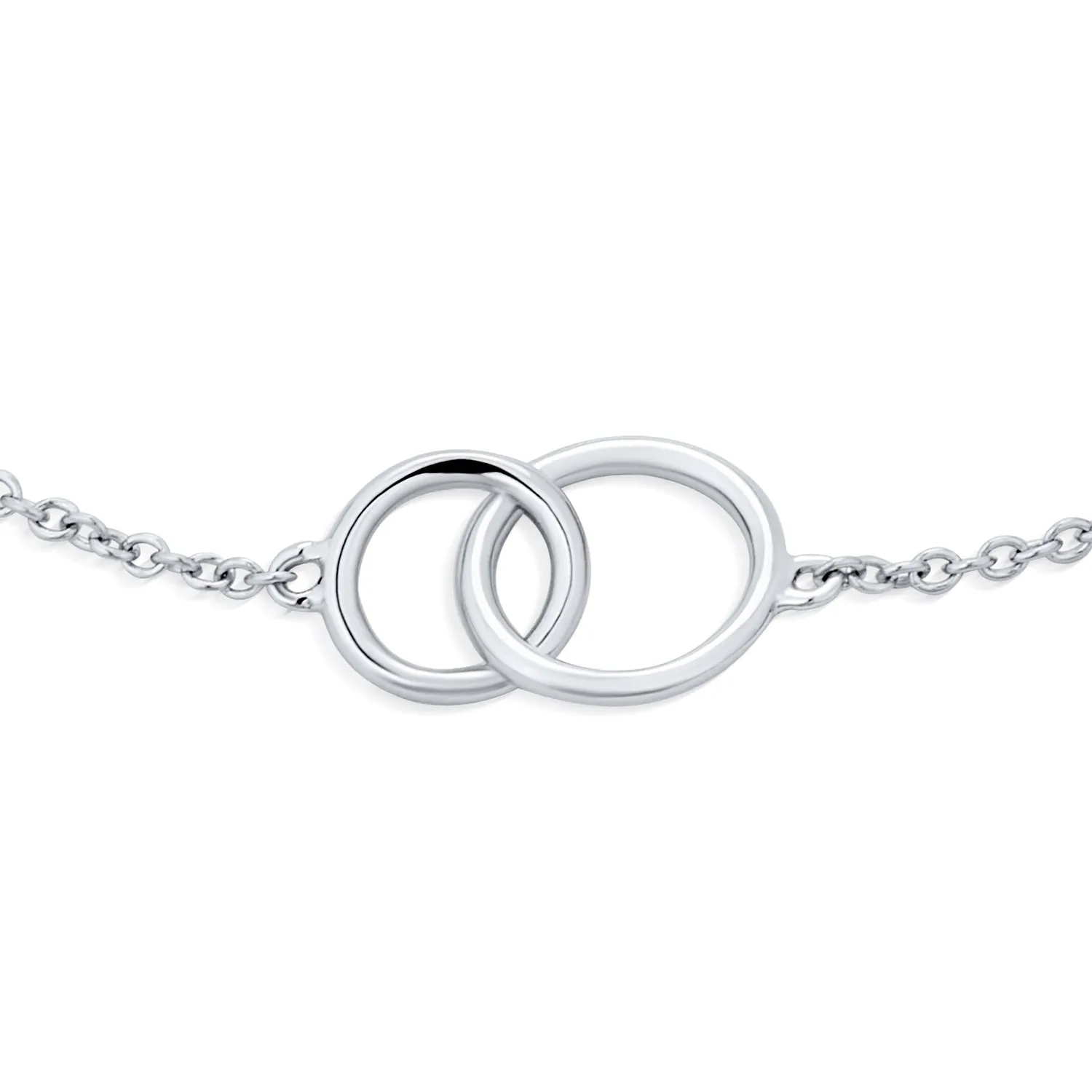 BFF Eternal Friendship Chain Link Bracelet Double Infinity Rings Sterling Silver