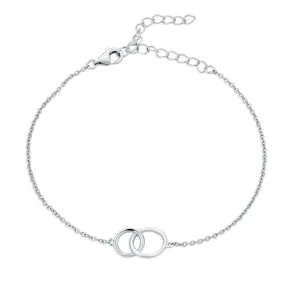 BFF Eternal Friendship Chain Link Bracelet Double Infinity Rings Sterling Silver