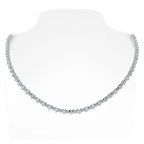 Big & Small Diamond Necklace (6.85 ct Diamonds) in White Gold