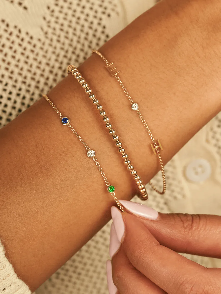 Birthstone Bezel Bracelet - Customized For You 14K