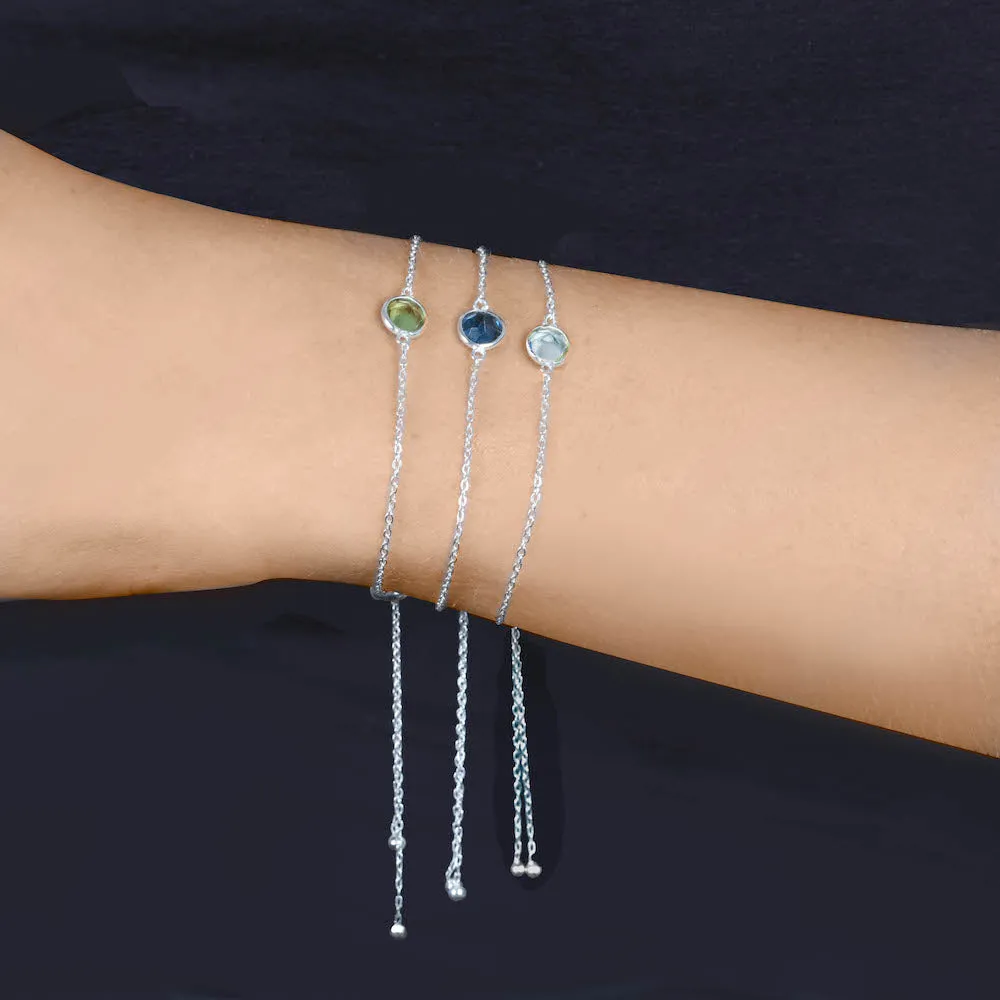 Birthstone Solitaire Bracelet- May Chrome Diopside