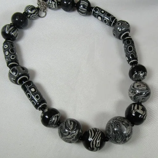 Black & White Handmade Bead Necklace