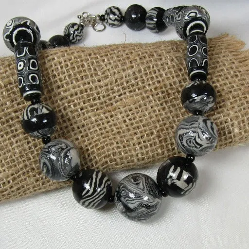 Black & White Handmade Bead Necklace